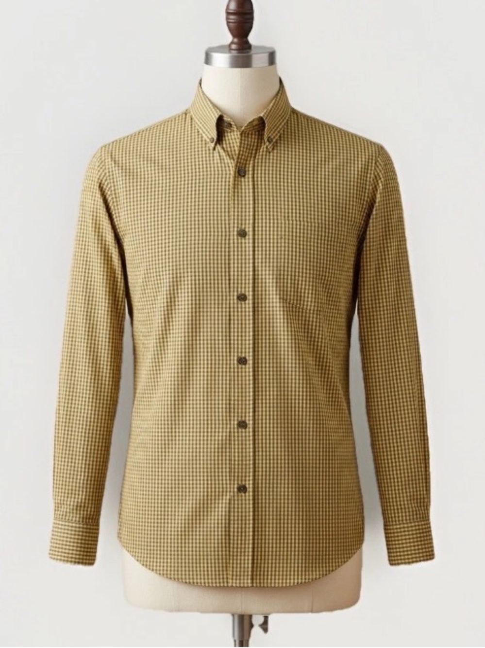 Arrow Men’s Button Front Shirt Size Large Gold Plaid